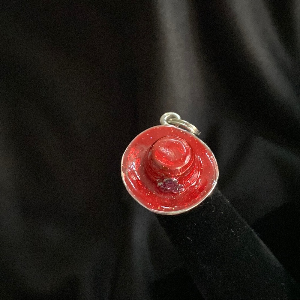Red sparkle Hat Charm